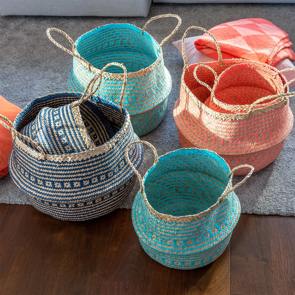 Large Navy Blue Seagrass Basket - Image 7