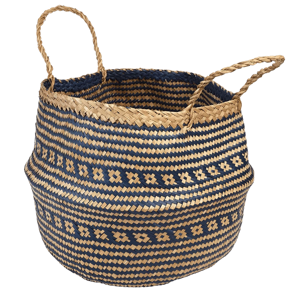 Large Navy Blue Seagrass Basket - Image 2