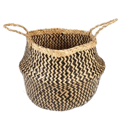 Medium Black Zigzag Seagrass Basket