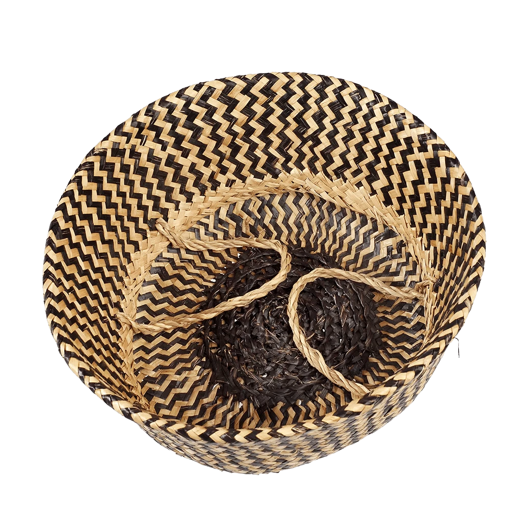 Medium Black Zigzag Seagrass Basket - Image 3