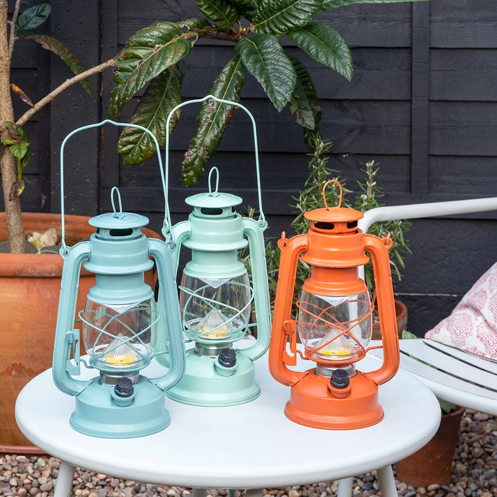 Light Blue Led Hurricane Lantern - Image 10