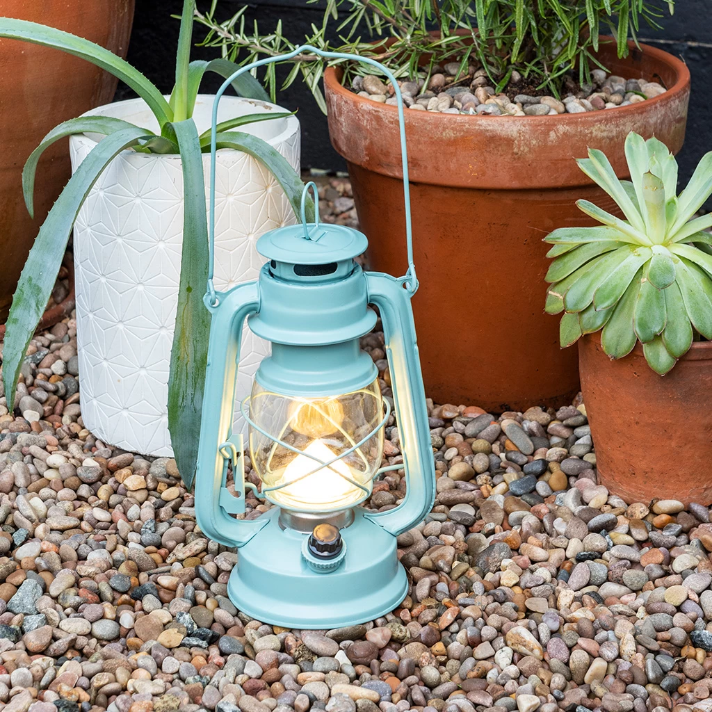 Light Blue Led Hurricane Lantern - Image 9