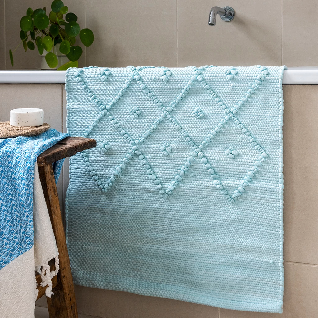 Light Blue Loop Rug (50cm X 90cm)