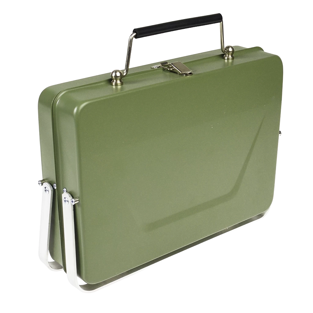 Portable Suitcase Bbq - Khaki Green - Image 2