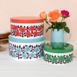 Astrid Flower Round Tins (set Of 3)